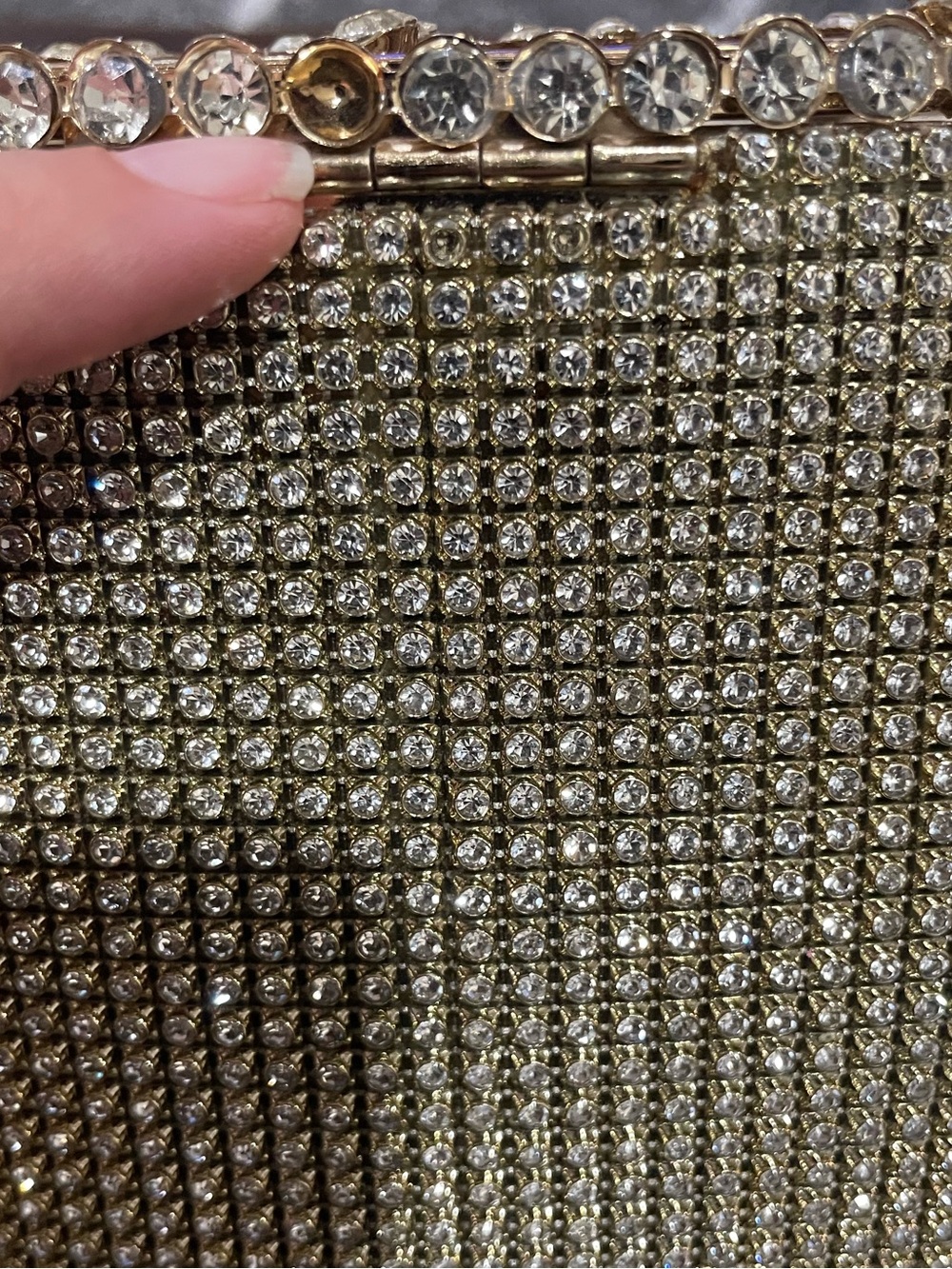 Faux Pearl-Handle Crystal Evening Bag - Gold - Picture 8 of 9